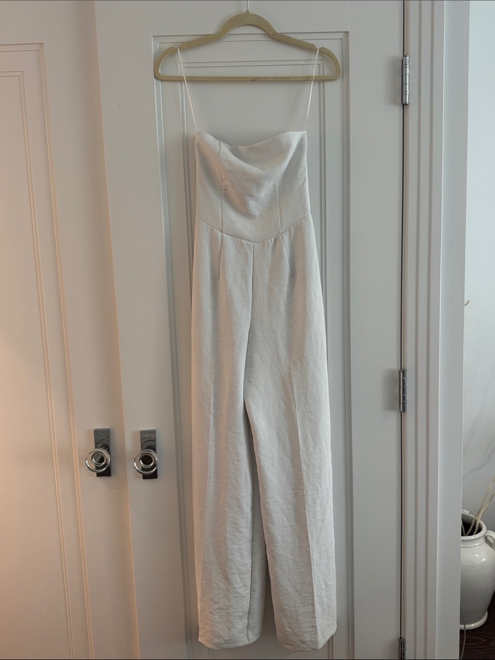 Abercrombie & Fitch White Strapless Wide-Leg Jumpsuit